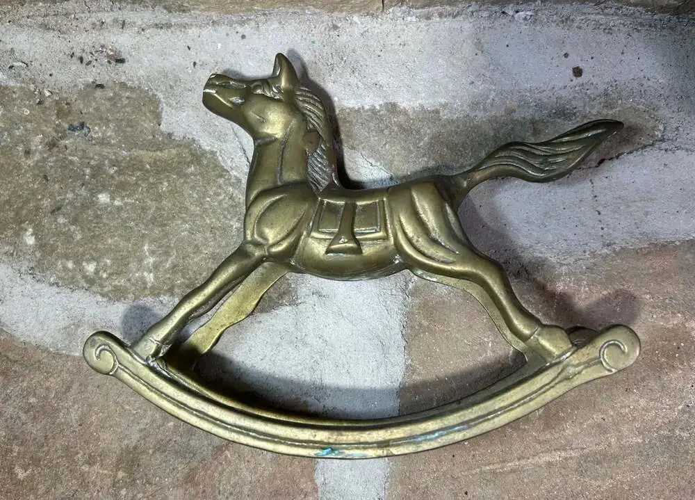 Vintage Brass Rocking Horse nice patina 7”
